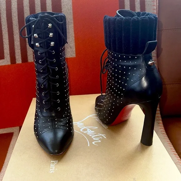 CHRISTIAN LOUBOUTIN Dakita 100 Studded Booties Ankle Boots & Booties